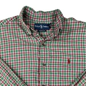 Ralph Lauren Mens‎ Plaid Button Down Shirt Green Red Small Classic Fit